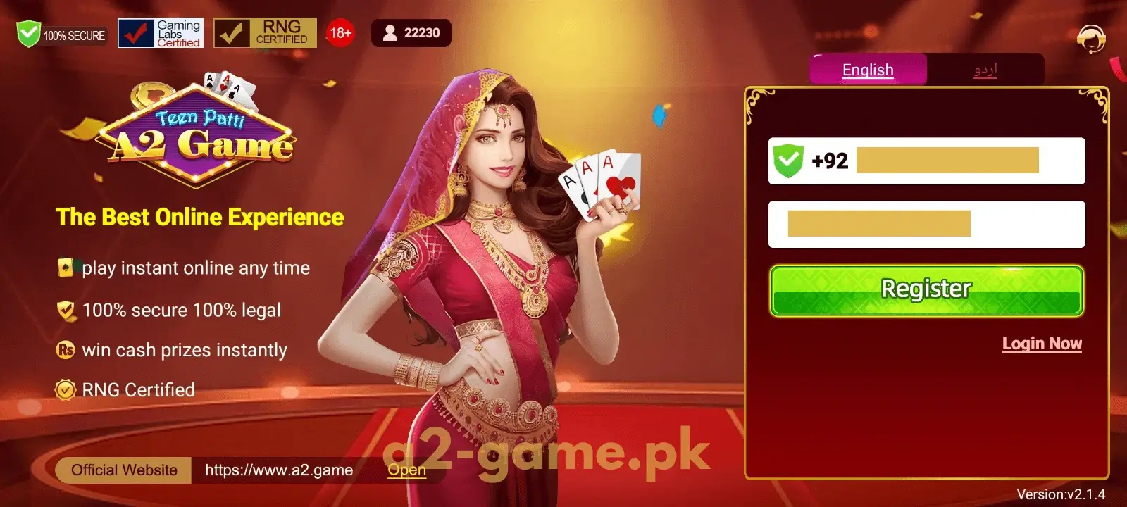 Register on A2 Game
